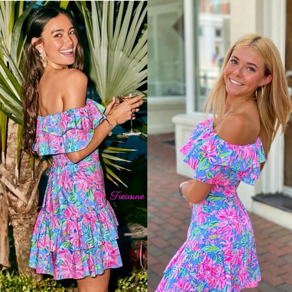 Lilly Pulitzer Mayslie Top & Skirt Set‎ Blue Peri Sunrise Bay sz6